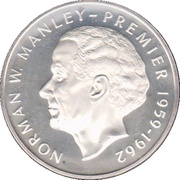 5 Dollars Norman W. Manley; copper-nickel; small type, Jamaica, 1980-1984 reverse image