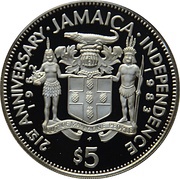 5 Dollars Independence; silver proof obverse image