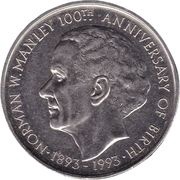 5 Dollars Norman W. Manley, Jamaica, 1993 reverse image