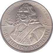 10 Dollars Sir Henry Morgan; copper-nickel, Jamaica, 1974 reverse image