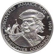 10 Dollars Christopher Columbus; silver proof, Jamaica, 1975 reverse image