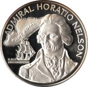 10 Dollars Horatio Nelson; silver proof, Jamaica, 1976 reverse image
