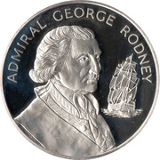 10 Dollars George Rodney; silver proof, Jamaica, 1977 reverse image