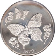 10 Dollars Butterfly; copper-nickel, Jamaica, 1979 reverse image