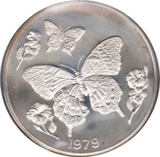10 Dollars Butterfly; silver proof, Jamaica, 1979 reverse image