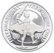10 Dollars International Year of the Child; piedfort, Jamaica, 1979 reverse image
