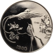 10 Dollars Streamer-tailed hummingbird; silver proof reverse image