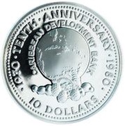 10 Dollars Caribbean Development Bank, Jamaica, 1980 reverse image