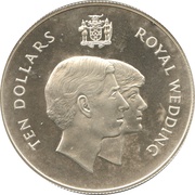 10 Dollars - Elizabeth II Royal Wedding, Jamaica, 1981 reverse image