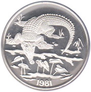 10 Dollars American crocodile; copper-nickel, Jamaica, 1981 reverse image