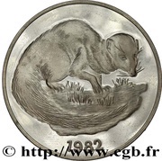 10 Dollars Small Indian mongoose; silver proof, Jamaica, 1982 reverse image