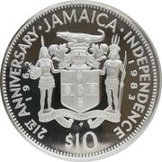 10 Dollars Independence; silver proof obverse image