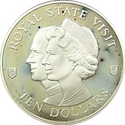 10 Dollars Royal Visit, Jamaica, 1983 reverse image