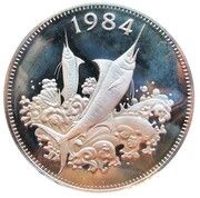 10 Dollars Atlantic blue marlin; silver, Jamaica, 1984 reverse image