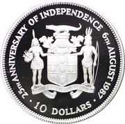 10 Dollars - Elizabeth II Independence, Jamaica, 1987 reverse image