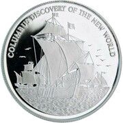 10 Dollars Discovery of the New World; silver proof, Jamaica, 1989 reverse image