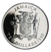 10 Dollars Arrival in the New World; copper-nickel obverse image