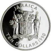 10 Dollars Arrival in the New World; silver proof obverse image
