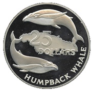 25 Dollars Humpback whale, Jamaica, 1985 reverse image