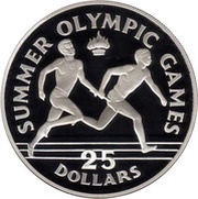 25 Dollars Summer Olympics, Jamaica, 1988 reverse image