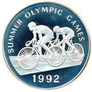 25 Dollars Summer Olympics; cycling, Jamaica, 1992 reverse image