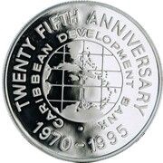 25 Dollars Caribbean Development Bank, Jamaica, 1995 reverse image