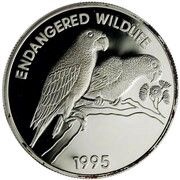 25 Dollars Black-billed parrot, Jamaica, 1995 reverse image
