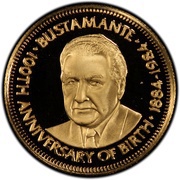 100 Dollars Bustamante, Jamaica, 1984 reverse image