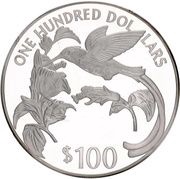 100 Dollars Red-billed streamertail, Jamaica, 1987 reverse image