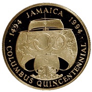 500 Dollars Columbus Quincentennial, Jamaica, 1992 reverse image