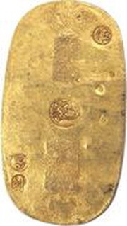 1 Ryo "Sado Koban" reverse 佐 SA, Japan, 1714-1736 reverse image