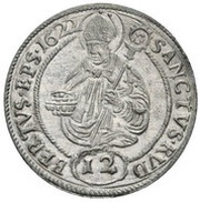 12 Kipper Kreuzer - Paris von Lodron, Austria, 1622 reverse image