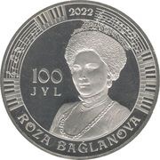 100 Tenge Roza Baglanova, Kazakhstan, 2022 reverse image