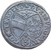 3 Kreuzers - Ferdinand Charles, Austria, 1646-1662 reverse image