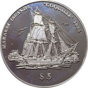 5 Dollars "Coquille", Kiribati, 1999 reverse image