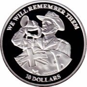 10 Dollars - Elizabeth II ANZAC day - Clarion, Kiribati, 2012 reverse image