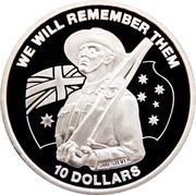 10 Dollars - Elizabeth II ANZAC Day - Rifle, Kiribati, 2013 reverse image