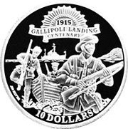 10 Dollars - Elizabeth II Gallipoli Landing Centenary, Kiribati, 2015 reverse image