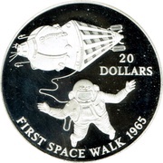 20 Dollars First Space Walk, Kiribati, 1993 reverse image