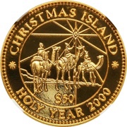 50 Dollars The three “Wise Men” on camels, Kiribati, 1999 reverse image