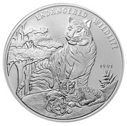50 Kip Endangered Wildlife; Piedfort, Laos, 1991 reverse image