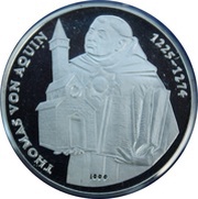 5000 Kip St. Thomas Aquinas, Laos, 1999 reverse image