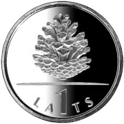 1 Lats Pinecone, Latvia, 2006 reverse image