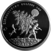1 Lats Christmas tree obverse image