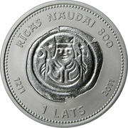 1 Lats 800 Year of Coinage Right of Riga obverse image