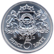 5 Lati Bank of Latvia, Latvia, 2012 reverse image
