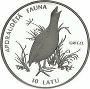 10 Latu Corncrake, Latvia, 1996 reverse image