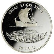 10 Latu Riga Ship, Latvia, 1997 reverse image