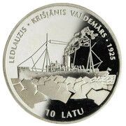 10 Latu Icebreaker Krisjanis Valdemars, Latvia, 1998 reverse image