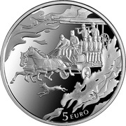 5 Euros 150 years of firefighting in Latvia, Latvia, 2015 reverse image